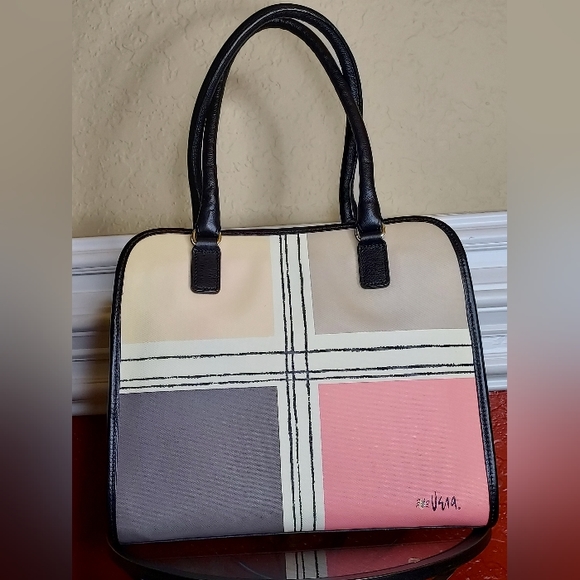 Brighton Celebrates Vera Limited Edition,Buff/Black Color Block Satchel. - Picture 3 of 13